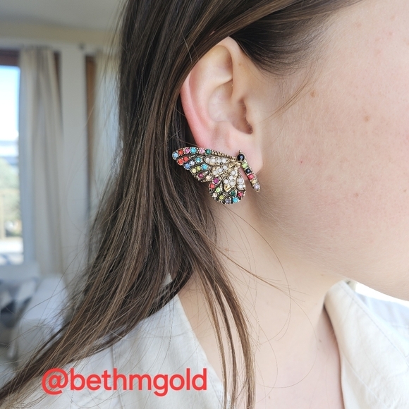 Butterfly Wings Rhinestone Stud Earrings Multi-color - Picture 13 of 17